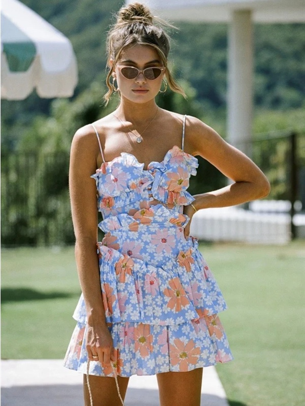 SABO Skirt Selma Cami Dress - Sky floral